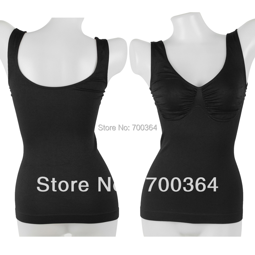 Cheap Black Tummy Control Body Shaper Camisole Solid Tank Top Vest No