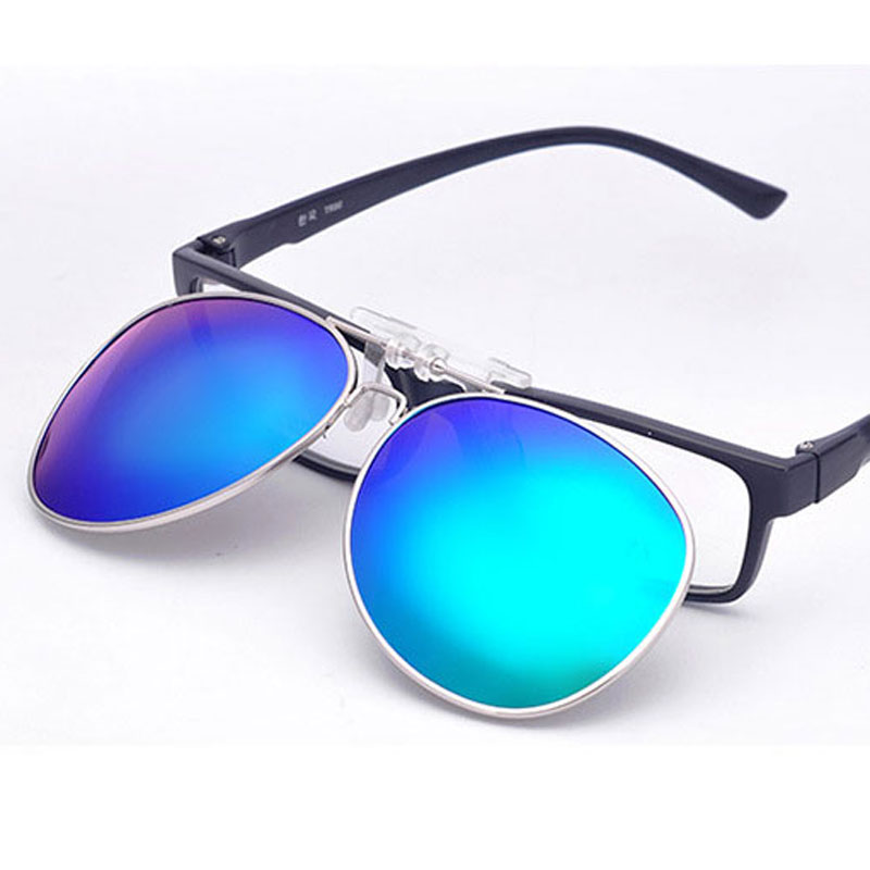 Mirrored Polarized Clip On Sunglasses Men Pilot Fit Over Sun Glasses Flip Up Polaroid Sunglass 