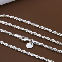 wholesale price 16 24 inch 3 mm twisted chains necklaces 925 sterling sivler jewelry fine silver