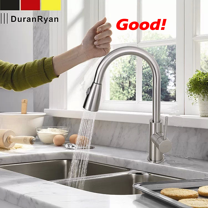 Newest Pull out Spray Kitchen Faucet Mixer Tap brushed nickel single hand kitchen tap mixer brass LH-8105