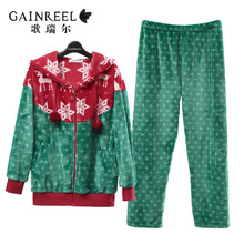 Song Riel autumn and winter cute male and female couple casual flannel pajamas and comfortable suit
