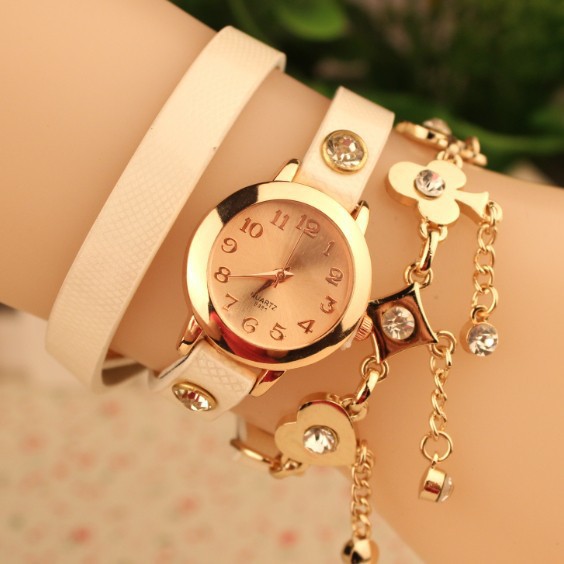 Fashion Bracelet Women Watch Poker Accessories Gold Chain Leather Dress Wristwatch Jewelry Quartz Watch Reloj Mujer