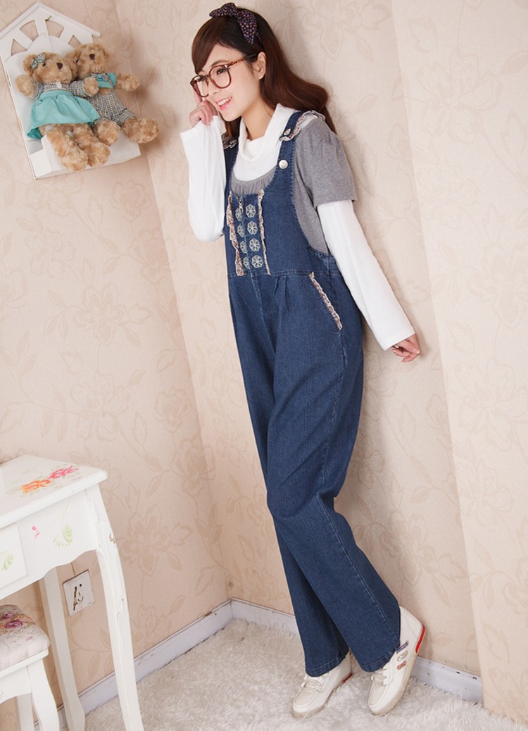 wholesale 1pcs pregnant women overalls spring and autumn fashion and casual full length loose denim maternity women jumpsuit (12)