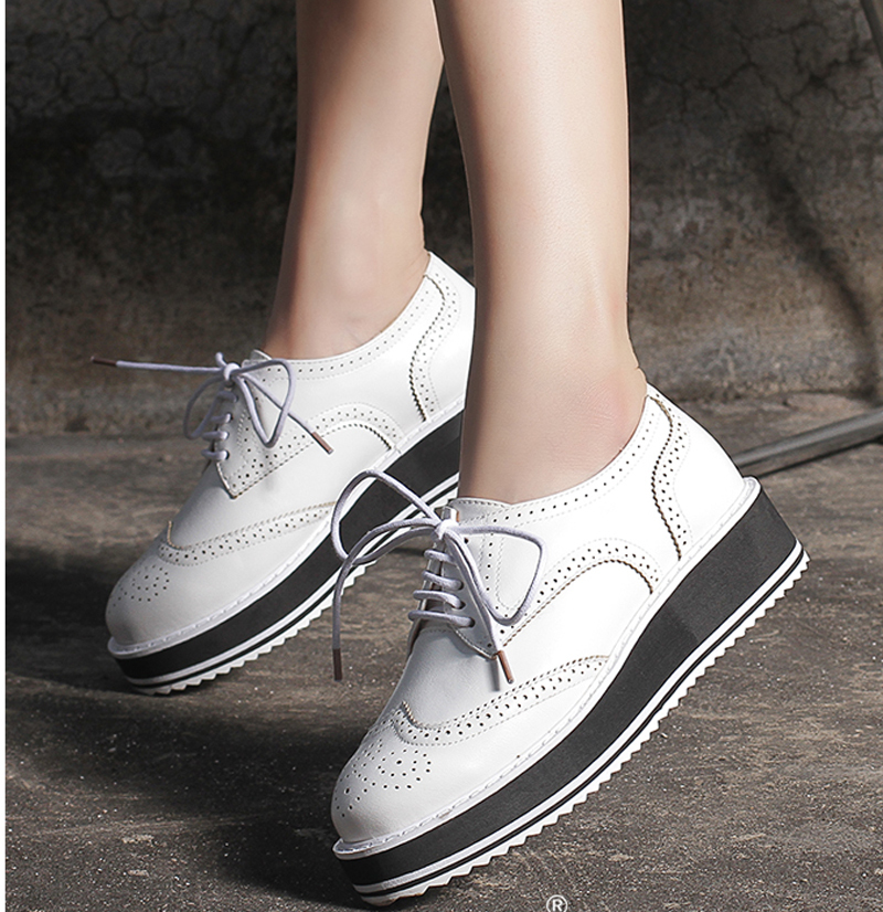 Full Season Oxfords Europe Fashion Platform Shoes Woman Flats Casual Women s Oxfords Round Toe Brogue