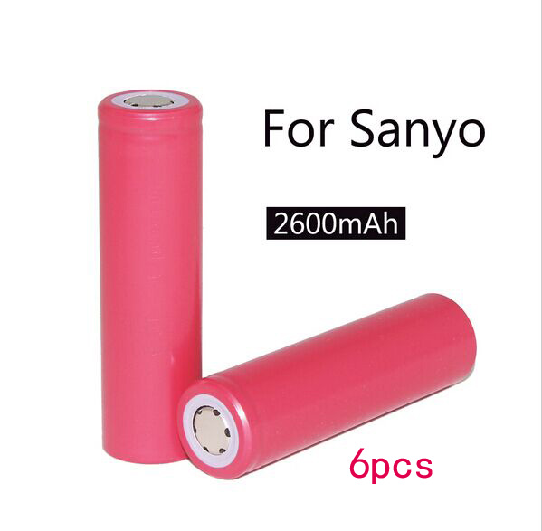 6pcs New 2015 Sanyo original 18650 lithium ion battery 2600mAh UR18650ZY 3 7V battery free shipping