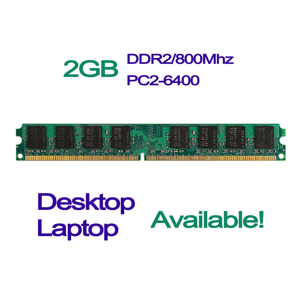 2GB Kit Brand New Sealed DIMM DDR2 800Mhz PC2-6400 Memory Bank for Desktop RAM All Motherlands Compatible