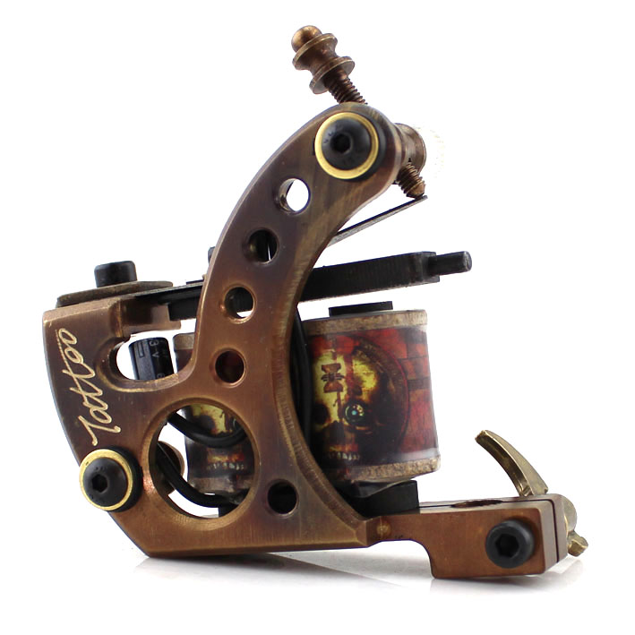 Carved pure copper wheel play fog 6 hole 12 tattoos, tattoo machine skulls coil exquisite high-end