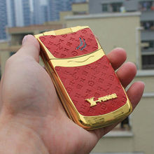 Unlock flip Touchscreen Russian girl luxury All steel metal leather diamond Crocodile women cellphone mobile phone