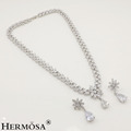 New Trending Deluxe 925 Sterling Silver Shiny White Topaz Bridal Wedding Jewelry Necklace Earring Set