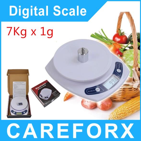 Free shipping 7kg 7000g x1g Portable Digital LCD Kitchen Food Diet Postal Weighting Scale Compact Electronic