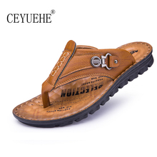 Fashion Men Leather Flip Flops Sandals Rubber Outdoor Summer Sapatos Flat Street Casual Licht Schoenen Lazy Slippers Beach Shoes