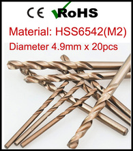 Diameter 4.9mm x 20pcs High Speed Steel M2 Metal Working Drilling Power Tools Twist Drill Bit magnetic drill hss mikro matkap