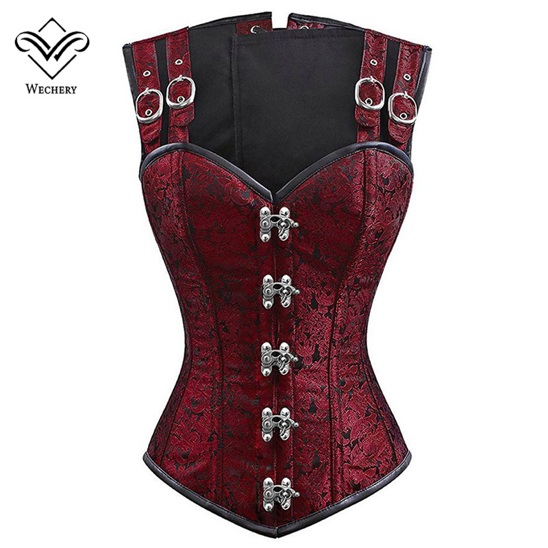 2021 Corset Steampunk Corsets And Bustiers Slimming Gothic Corsage Corselet Corsets Sexy Black 