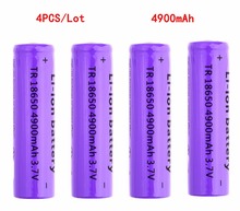 4pcs lot 18650 rechargeable batteries 3 7v 4900mAh Lithium li ion battery for led Flashlight batteri