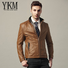 YKM 2015 Free shipping the new trench coat men long leather PU jackets man casual solid motorcycle coat winter jacket men