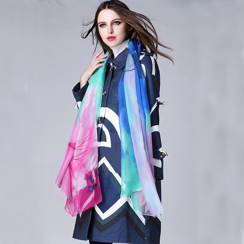 Autumn - Winter Coat 2015 New Runway Coat Turn-Down Collar Single Breasted Hit Color Geometric Print Pockets Brand Coat Women