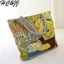 bolsos mujer de marca famosa 2016 New Printing Canvas Bag Women’s Bag For Girls School Bags Female Shoulder Bags feminina HC0097