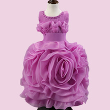 Girls Dress Children s Princess Dresses 3D Roses Three Quarter Wedding Kids Dress for Girl 2016