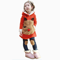 Fancy teen toddler girl autumn winter clothing set thick plush cartoon masha and bear clothing coat