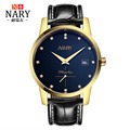 Hot 2016 NARY Luxury Brand Business Men s Automatic Skeleton Mechanical Military Wrist watchMen full Leather