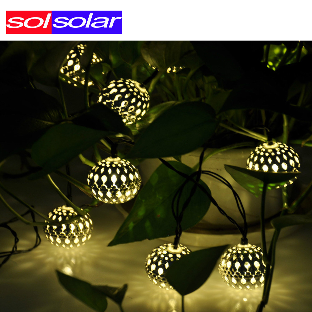 Warm white 10 Balls/Set Wholesale Moroccan String LED Fairy Lights Christmas Decoration LED Lamp Solar Powered Warm white 10 Balls/Set Wholesale Moroccan String LED Fairy Lights Christmas Decoration LED Lamp Solar Powered