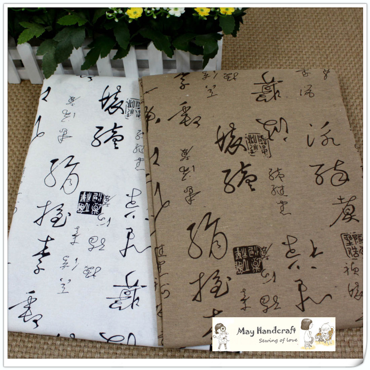 140cm Wide Words Printed Linen Cotton Fabric,Clothes Fabric,Linen Cotton Fabric Meter for Sewing