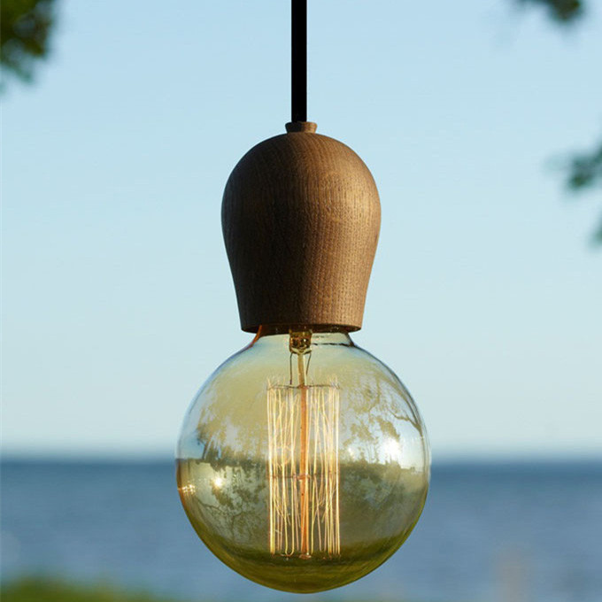 Novelty DIY E27 Retro Wood Pendant Light Handmade Colorful Cord Ceiling