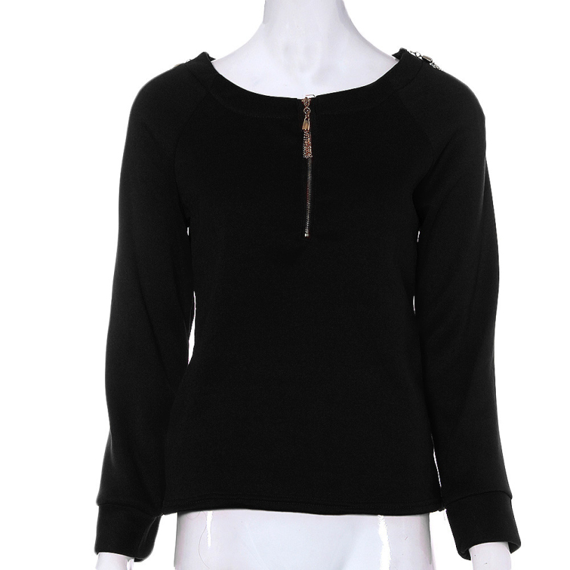 Новый бренд 2015 горячих женщин сплошной цвет с длинным рукавом одежда пуловер толстовки blouese толстовки кофты sml xl
