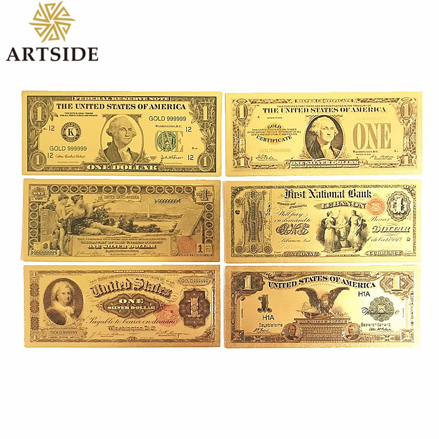 Ten 10 US $100 Banknotes USD 24k Gold Foil Paper Money Dollars-A