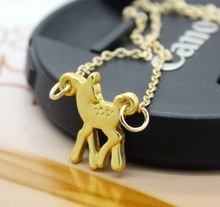 2015 tiny cute Deer necklaces pendant statement necklaces new arrival 2015 body chain Fawn bambi Necklace