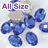 Sapphire Oval Sew On Rhinestone With Claw Setting