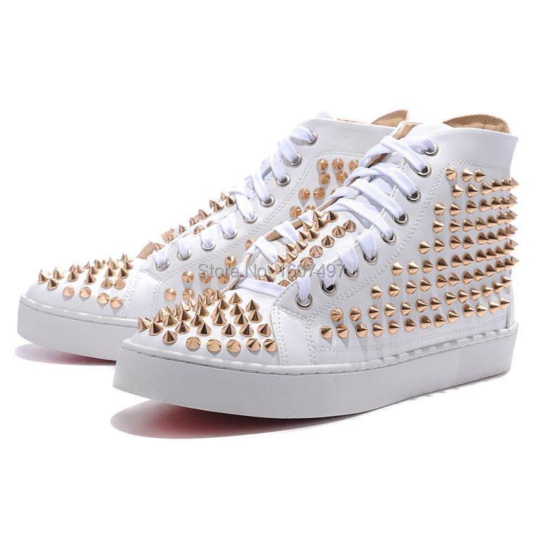 Hot Sale Best Quality Red Bottoms Shoes Mens White Patent Leather Gold Sticker Sneakers-in Men&#39;s ...