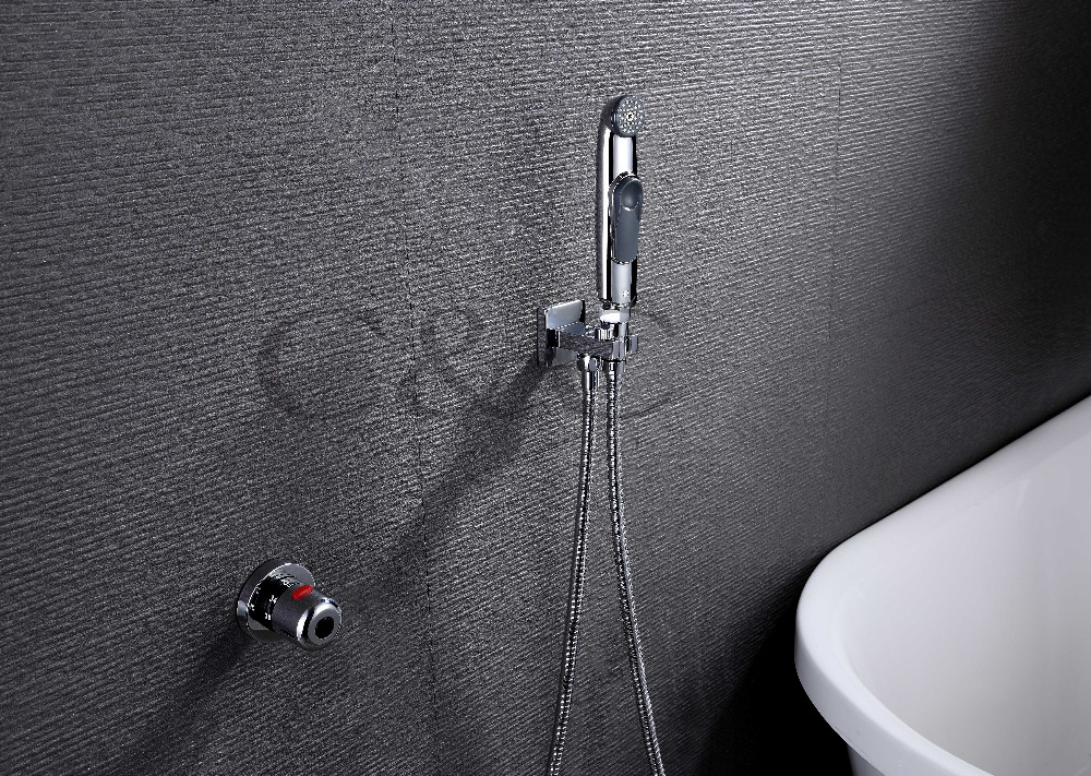 Фотография Bathroom/Toilet Portable Shattaf Bidet Diaper Sprayer With Thermostatic Faucet Valve And 150 cm Stainless Steel Hose A1301D