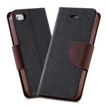 Top Quality Cross Pattern Leather Case For Apple iPhone 5 5S Flip Wallet Stand With Card
