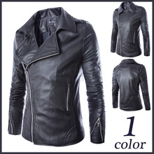 Free shipping 2015 Foreign trade new winter fashion men’s black Slim leather motorcycle brand jacket men leather coats plus size