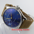 Parnis 44mm blue and big pilot Mechanical hand winding 6497 Men s Watch