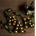 1X Brown Color Metal Letter Led Light Height 23cm Warm White emitting Color Bedroom Night Lamp