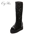 2015 New Sexy Cow Genuine Leahter Gold Sliver Women Wedding Shoes