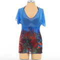 Waist Gathers Chiffon Bikini Wrap Dress Cover Up Transparent U neck Loose Women s Beach Dress