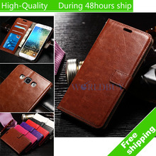 For Samsung Galaxy J5 J500 J500F Wax Crazy Horse Flip Leather Wallet Case Holder Cover Free Shipping