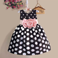 2016 Summer Baby Kids Kid Princess Dress Girls Party Wedding Polka Dot Flower Gown Fancy Dress 2-7Y
