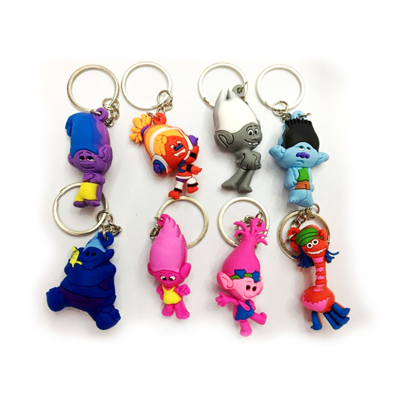 TROLLS Keychain Pendant Collection Figure toy PVC Poupee Bridget Poppy Bridget DJ Suki Branch Chef King Peppy Biggie Trolls Toys