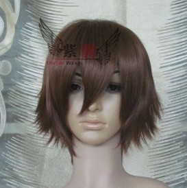 Vogue short brown straight cosplay men s hair full wig wigs festival gift