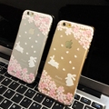 2015 New Beautiful Japan Sakur and Lovely Rabbit Transparent Soft TPU Phone Case for iPhone 5