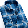 2016 New Spring Plus Size Flannel Thick Men Long Sleeve Dress Shirt Brand Cloth Casual Design