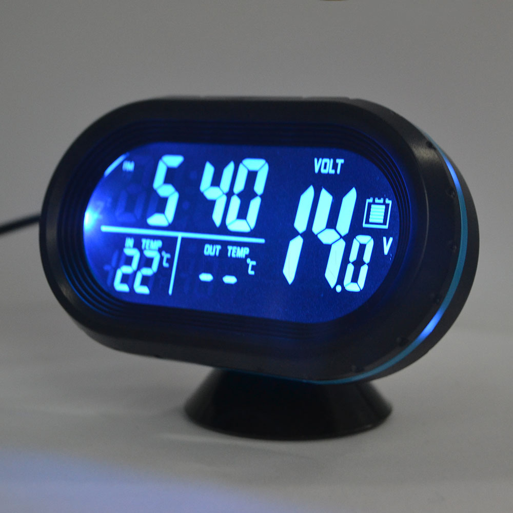 2016 HOT LED Lighted Digital Car Clock Thermometer Auto Dual Temperature Gauge Voltmeter Voltage Tester DC 12-24V