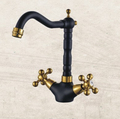 BECOLA Black kitchen faucet Black basin faucet Golden basin faucet Double handle single hole kitchen faucet