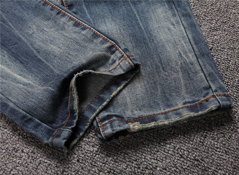 Ripped Jeans Men Brand 2015 Summer Style New Brand Bule Biker Jeans Slim Straight Ripped Jeans Men 