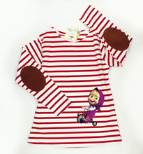 Cartoon Masha And Bear Girls T-shirts Long Sleeve Striped T shirt For Girls Spring Clothing