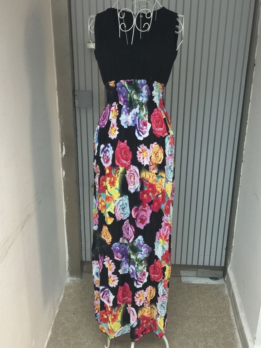 Women Maxi Dress Summer Dress 2015 Deep V-neck Sleeveless Floral Printed Dress Princess Dresses robe longue femme (12)